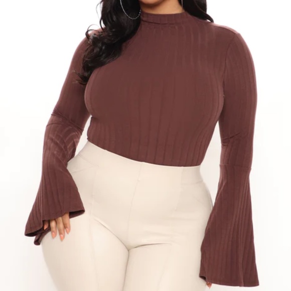 Fashion Nova Tops - Fashion Nova Ribbed Bell Sleeve Bodysuit NWT Size 3X